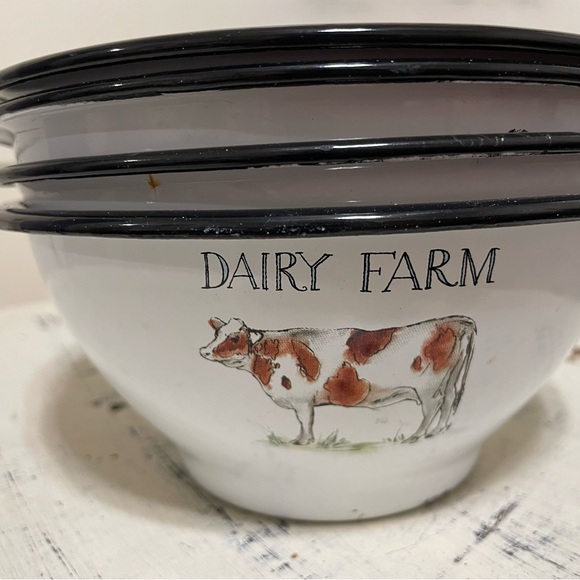 Four Vintage Rustic Farmhouse enameled Bowls - Picture 6 of 6